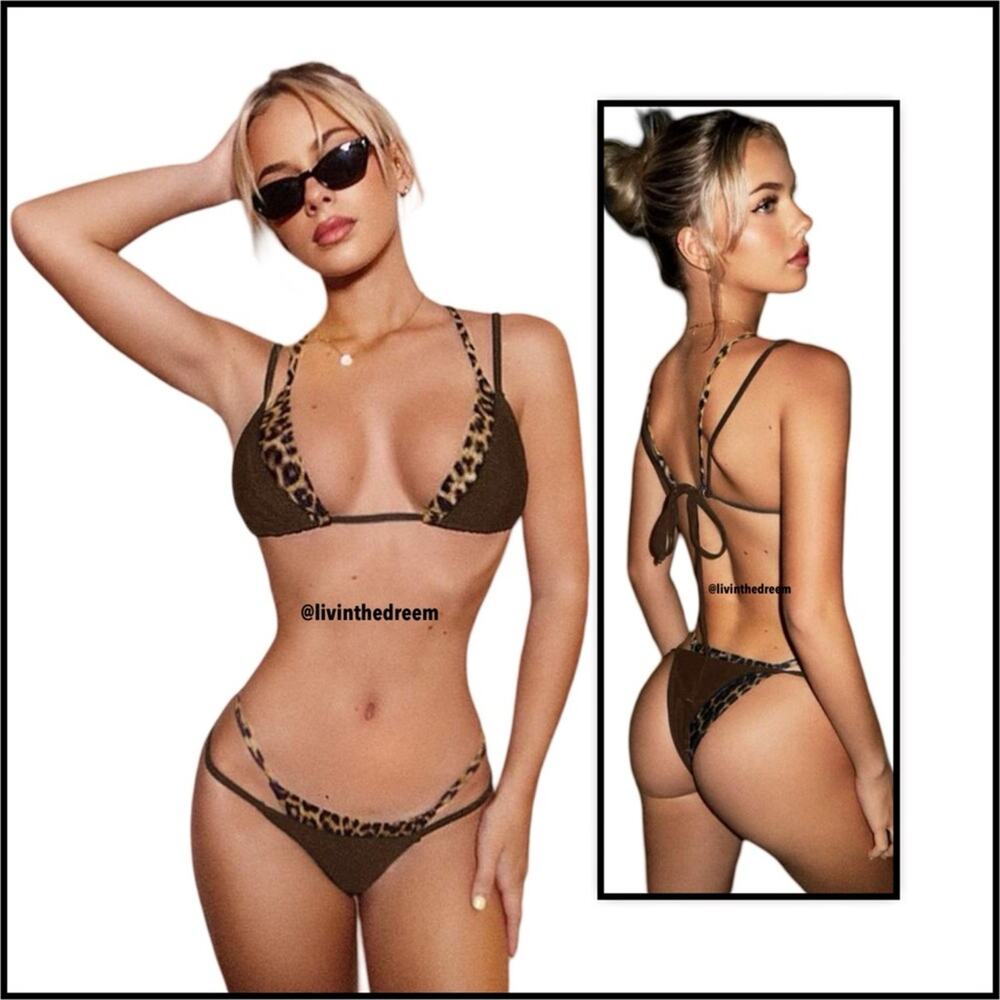 Boutique Double Layered Animal Print Bikini Top XL & Bottom L $99 - Picture 4 of 15